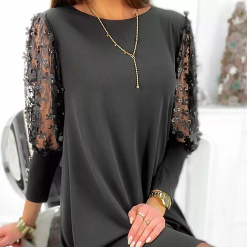 Floral Lace Sleeve Mini Dress